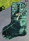 New Starbucks Christmas Stocking Green Velvet Beaded Made In India Rare