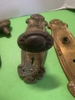 Antique Entrance Door Set Victorian   Eastlake Backplate Knob Mortise Lock