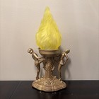 Art Deco Dancing Ladies Figural Lamp 13  W vaseline Uranium Satin Flame Shade