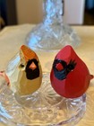 Vintage Hand Carved  Hand Painted Wooden Cardinal And Oriel  Set Of 2  3 Inches