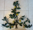 Vintage Italian Toleware Hanging Metal Planter And Sconce Painted Lemons Vines