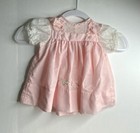 Vintage Pink Lace Dress Embroidered Butterfly   Flowers Baby Size 6-9 Months