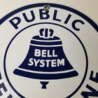 Vintage Public Telephones Sign - Bell System Phone Booth Gas Pump Porcelain Sign