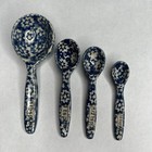 Temptations By Tara Old World Blue Chicken Hen Measuring Spoon Holder