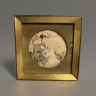 Vintage Chinese Silk Painting Pair Framed Roundel Fine Brush Court Lady Art Set