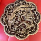 Vintage Wood Carved Landscape Cottage trees mountain Wall Hanging Art Plaque