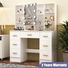 Vanity Desk Stool Set With 10 Ed Lighted Mirror Makeup Dressing Table Desk New
