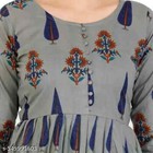 Women s Ethnic Kurta Set - Grey Printed Kurti With Palazzo Pants  indian Traditi