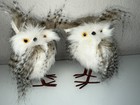 Set If 2 Small Faux Fur Horned Owl Figurines  6 5    Tall