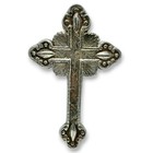 Vintage Ornate Metal Cross Wall Decor Paperweight Antique Solid Pewter Metal Euc