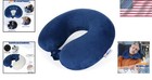 Compressible Memory Foam Travel Pillow - Adjustable Neck Support In Navy Blue
