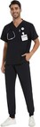 Medical Scrubs Set For Men Jogger Pants Top V-neck Nursing Nurse Uniform Pockets