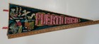 Vintage Puerto Rico Travel Pennant - Cock Fight  Pineapple Picker  Cutting Cane 