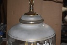 Vintage Large Rose Pattern -clear   Frosted Glass Pull Chain Hanging Swag Lamp