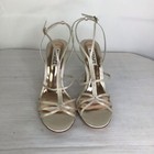 Badgley Mischka Women Ivory Round Toe High Ankle Buckle Strap Heel Sandals Sz 8m