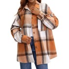 Uvn Plaid Shirts For Women Flannel Long Sleeve Shacket Jacket Ladies Shirt