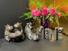 Assorted Bronze Effect Hippo Ornaments Trinket Bowl Home Sign