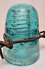 Vintage W  Brookfield Aqua Glass Beehive Insulator Creb Cd 145 Dual Patent