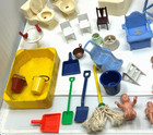 Big Lot Dollhouse Furniture Vintage Antique Plastic Ideal Marx Food Accessories