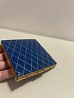 Vintage Art Deco 1950   s Large Compact Blue   Gold Diamond Pattern  Usa  4    X 4   