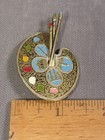Pin Brooch Artist Palette   Brushes Enamel 2  X 1 5  Vintage Damascene Spain