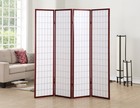 Cherry Finish 4 Panel Room Divider Japanese Shoji Screen For Privacy And Decor