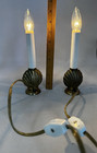 Vintage Mcm Clam Scallop Seashell Brass Base Tapered Lamp Light Bulb Pair Works