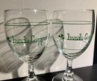 2 Irish Coffee Stemmed Glass Goblets Clover Shamrock Vintage France