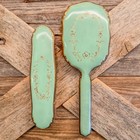 Antique Vanity Dressing Table Brush Set-mint Green W  Gold Trim-delicate Floral