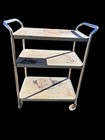 Vtg Mid Century Modern White Cosco Rolling 3 Tier Kitchen Utility Bar Cart