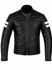 Men s Leather Motorcycle Jacket Black Biker Jacket Armored Protectors 4 Season
