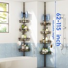 Corner Shower Caddy Tension Pole - 62-115 Inch - 4-tier Bathroom Organizer Sh   