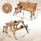 2-in-1 Transforming Interchangeable Wooden Picnic Table Bench W umbrella Hole