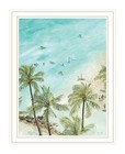 Surfing From Afar White Framed Print Wall Art
