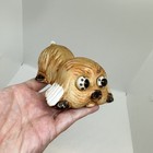 Vintage Big Eye Ceramic Dog Puppy Japan Glazed Clay Pottery Figurine Sad Weird