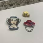 Lot Of 3 Vintage - Modern Brooch Pins Hats   Lady In Hat