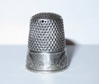 Antique Sterling Silver Waite Thresher Size 7 Thimble Floral Band  faye 