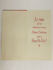 Vintage Greeting Card Christmas Unused Red Front Door Family People Peeking Out
