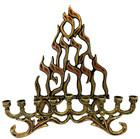 Vintage Jewish Flame Hanukkah Menorah Judaism Judaica Israel Hebrew Brass
