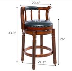Genuine Leather Swivel Bar Stools Counter Height Chairs Wooden Kitchen Barstools