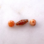 Ancient Roman Greeco Period Set Of 3 Etched Carnelian Beads 200 Bc Authentic