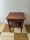 19th C  Antique Walnut Country Tavern Table     Two-tier  Straight Saw Marks