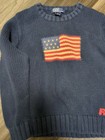 Vtg 90s Unisex Kids Polo Ralph Lauren Navy American Flag Sweater Sz 6 japan Euc