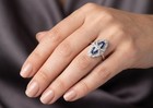 Art Deco Sapphire Ring Vintage Blue Stone Cocktail Statement Bridal Jewelrypiece