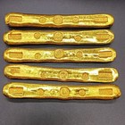 Qing Dynasty Fu Lu Shou Xi Cai Gold Ingots Set Of Five Solid Copper Ingots
