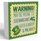 St Patrick s Day Decorations Funny Table Warning May Be Prone To Shenanigans