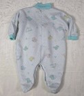 Vintage 1980s Healthtex Baby Sleeper Footed Teddy Bear Print Usa 12m