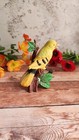 Vintage Porcelain Handpainted Canary Figure By Fei - Bird Yellow Vintage Figure