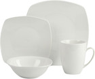 Simply Square 16 Piece Dinnerware Set  Porcelain  White