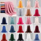 Women s Pleated Maxi Hijab Scarf Plain Colors Muslim Wrinkle Shawls And Wraps